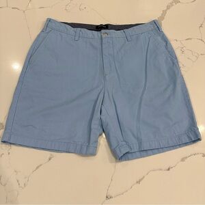 Nautica The Deck Shorts Blue Flat Front Chino Casual Classic Fit Cotton Size 36